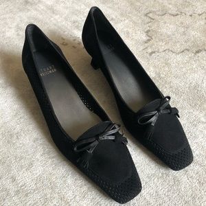 Stuart Weitzman Black Suede Leather Kitten Heel 8